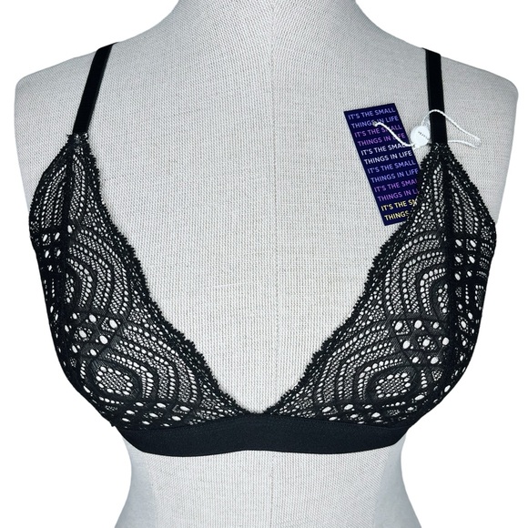 pepper Other - NWT Pepper Lace Triangle Bralette sz M Black Scallop Trim Unpadded 36AA 36A 36B
